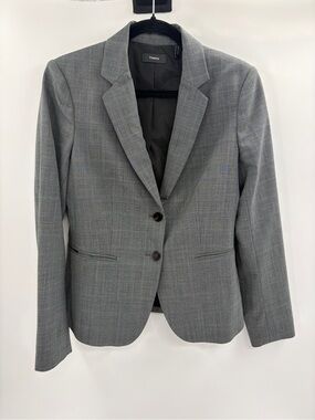Theory Carissa classic plaid long sleeve 2 button office caree blazer size 6